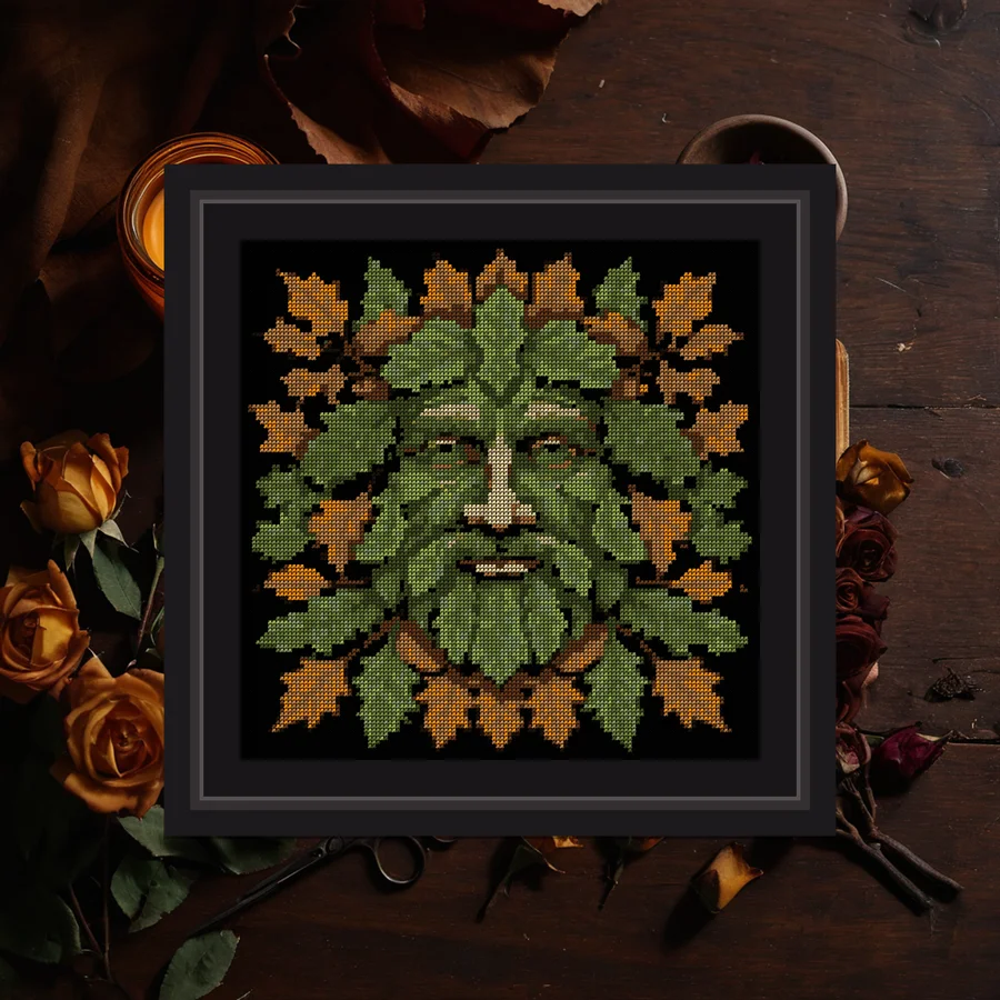 Green Man cross stitch pattern
