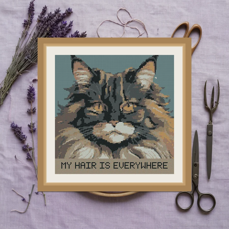 My Hair Is Everywhere cross stitch pattern