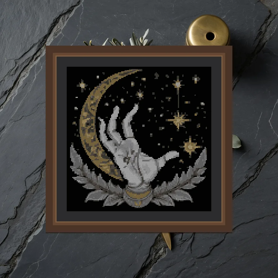 Hand And Moon cross stitch pattern