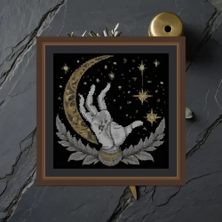 Hand And Moon cross stitch pattern
