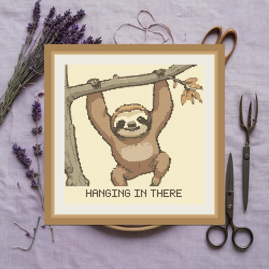 Hanging In There cross stitch pattern