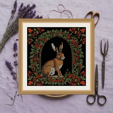 Hare And Hawthorn cross stitch pattern