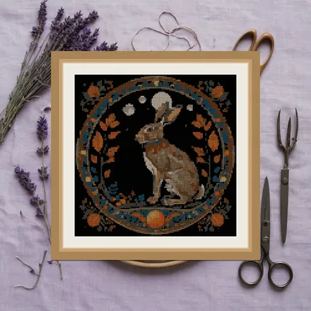 Hare And Moon Phases cross stitch pattern