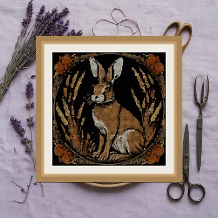 Hare In Wheat cross stitch pattern