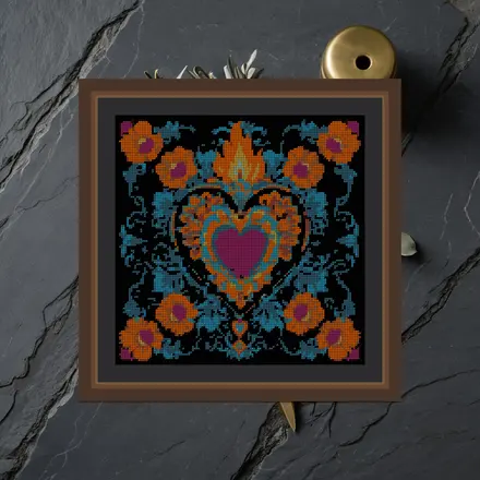 Heart And Flames cross stitch pattern