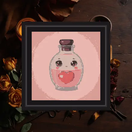 Heart Potion cross stitch pattern