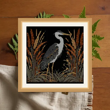 Heron And Reeds cross stitch pattern