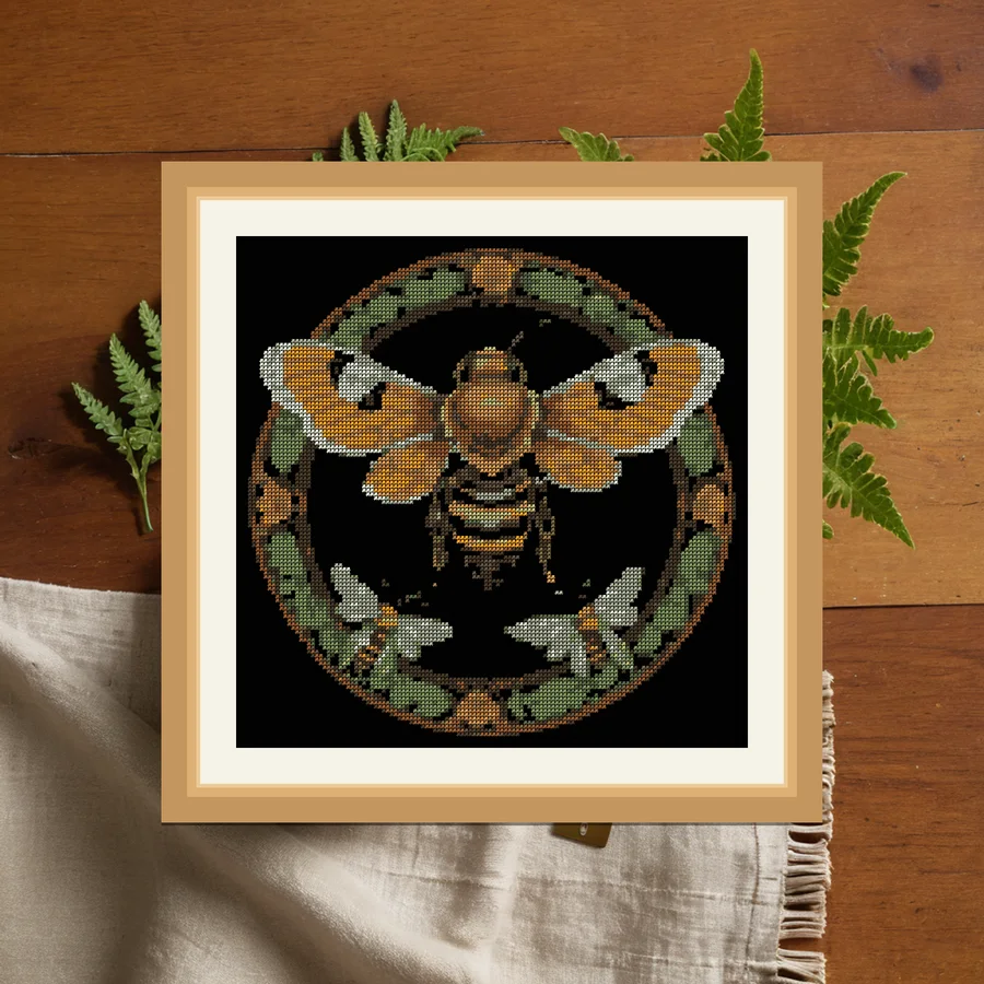 Honeybee Plate cross stitch pattern