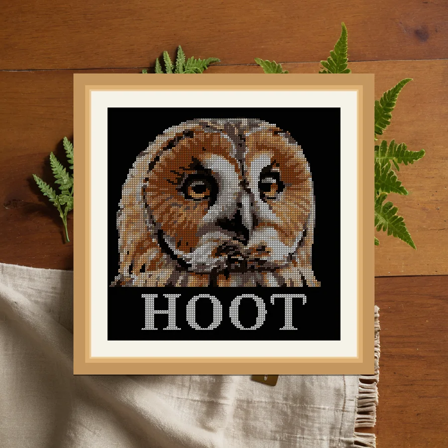 Hoot cross stitch pattern