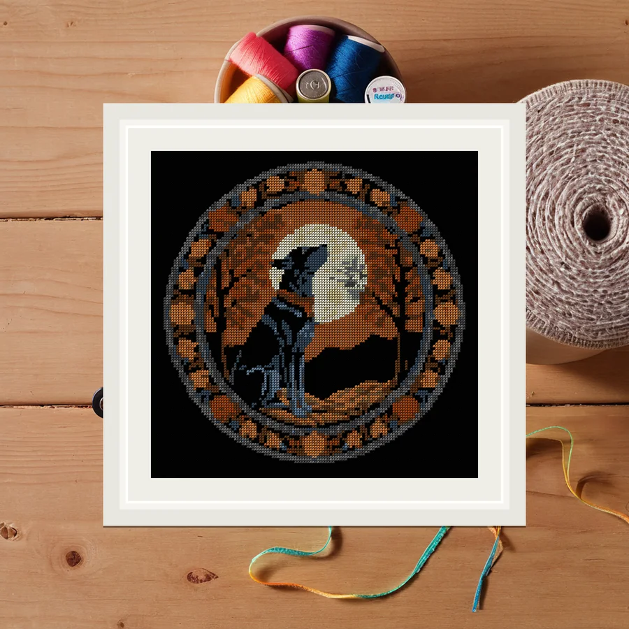 Hound And Moon cross stitch pattern