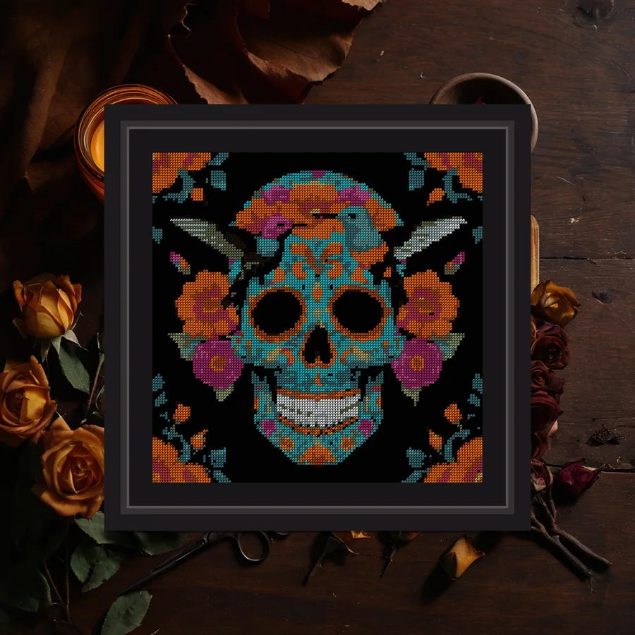 Hummingbird And Skull cross stitch pattern