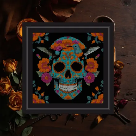 Hummingbird And Skull cross stitch pattern