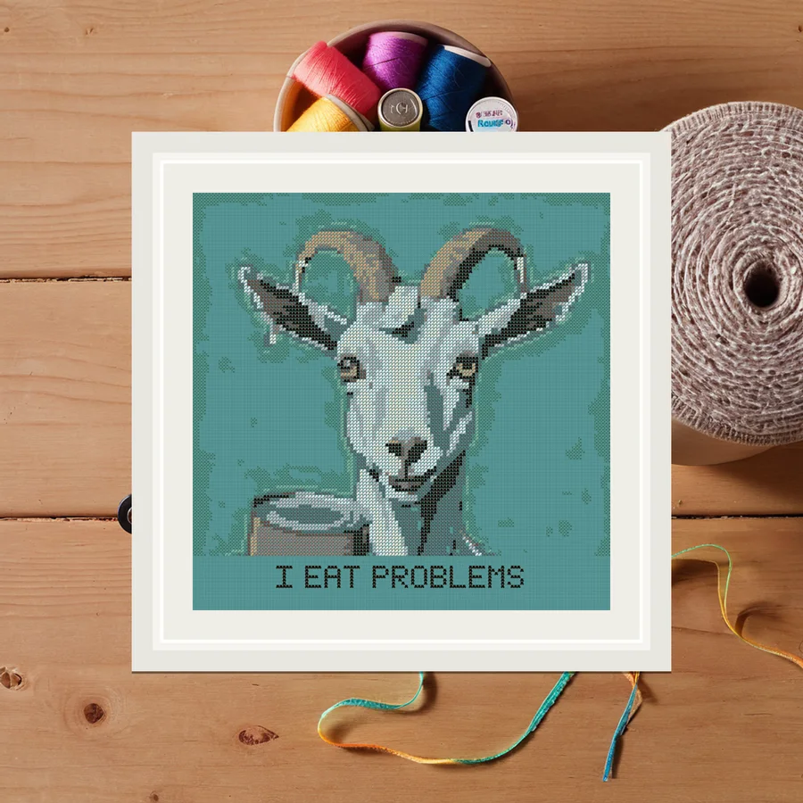 I Eat Problems cross stitch pattern