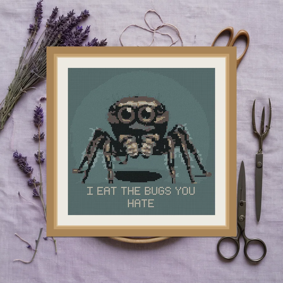 I Eat The Bugs cross stitch pattern