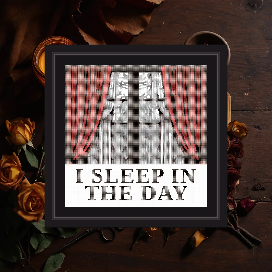I Sleep In The Day cross stitch pattern