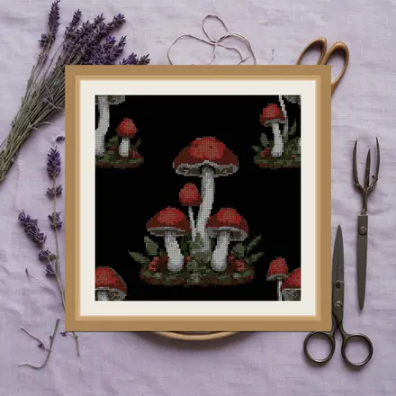 Inkcap Trio cross stitch pattern