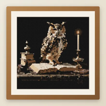Inkwell Owl cross stitch pattern