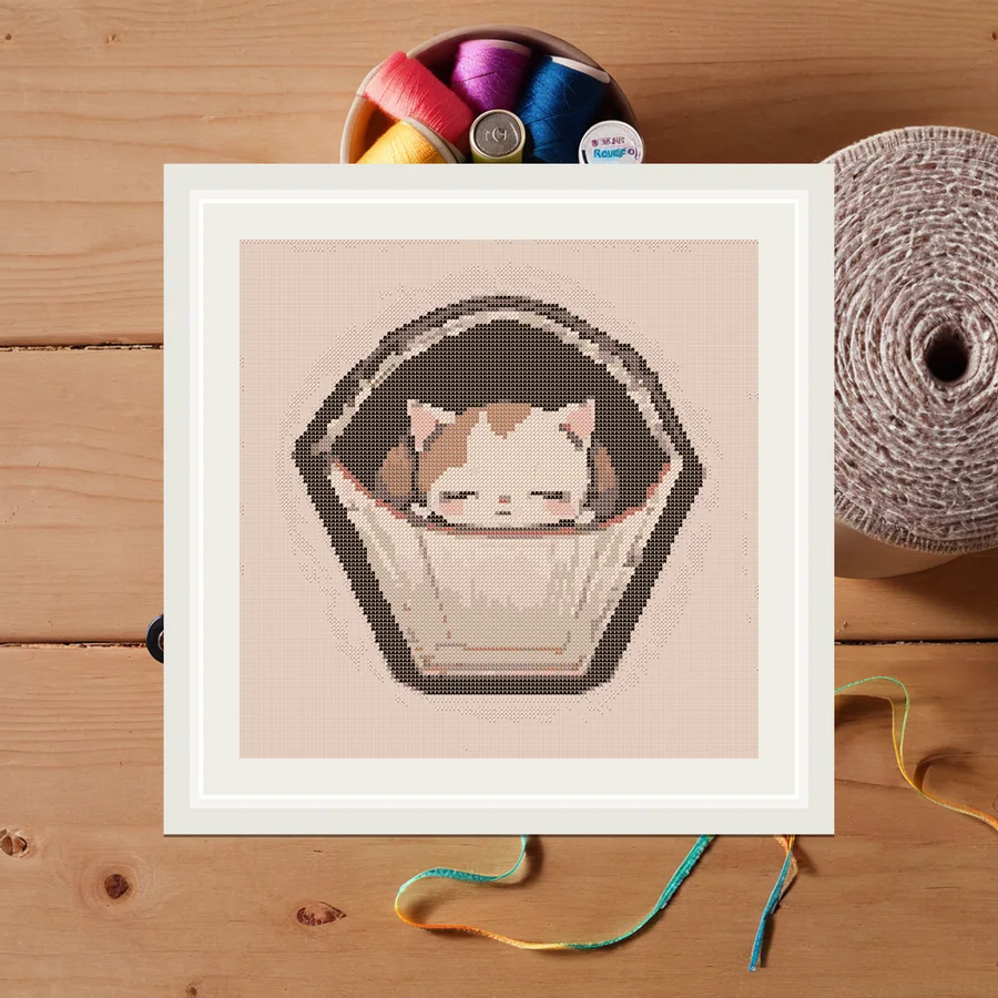 Kitten Coffin cross stitch pattern
