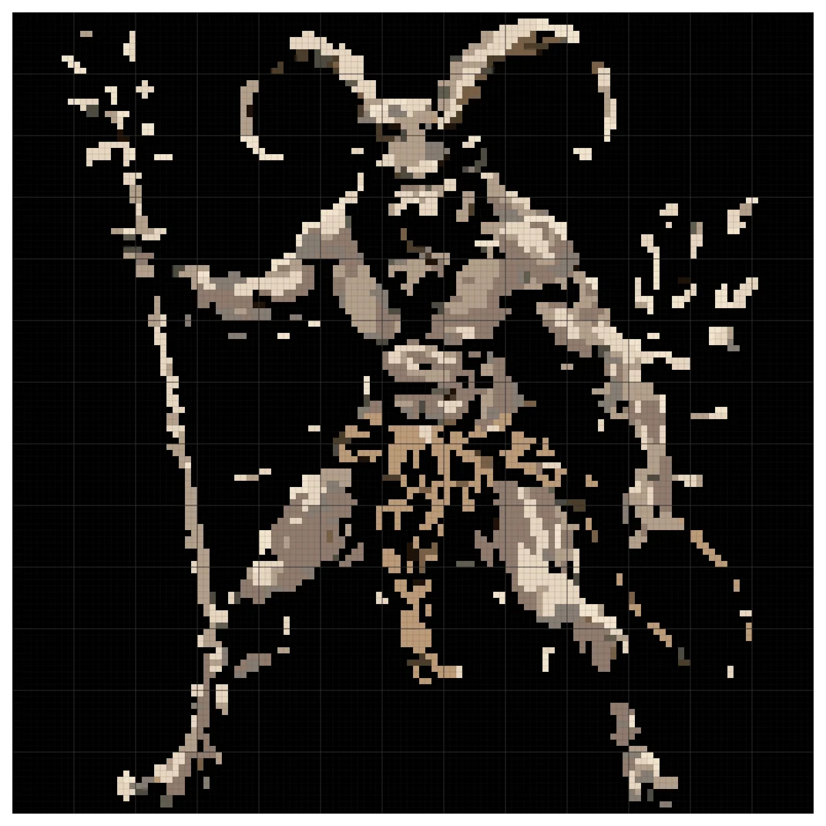 The full Krampus Night cross stitch chart, 130 by 130 stitches