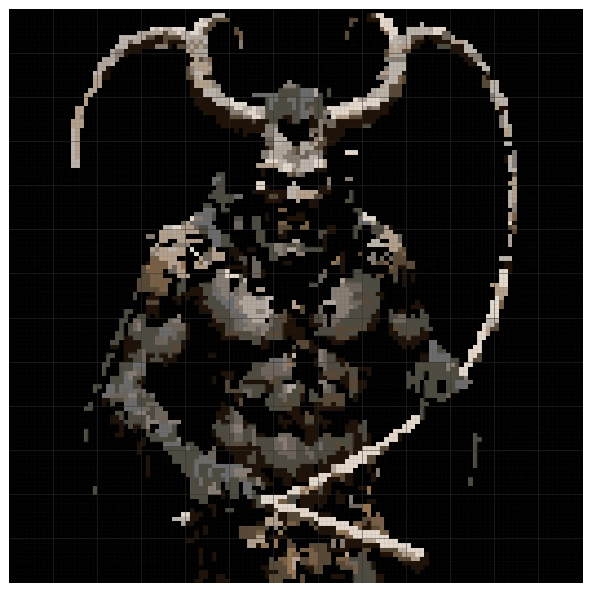 The full Krampus Night Watch cross stitch chart, 130 by 130 stitches