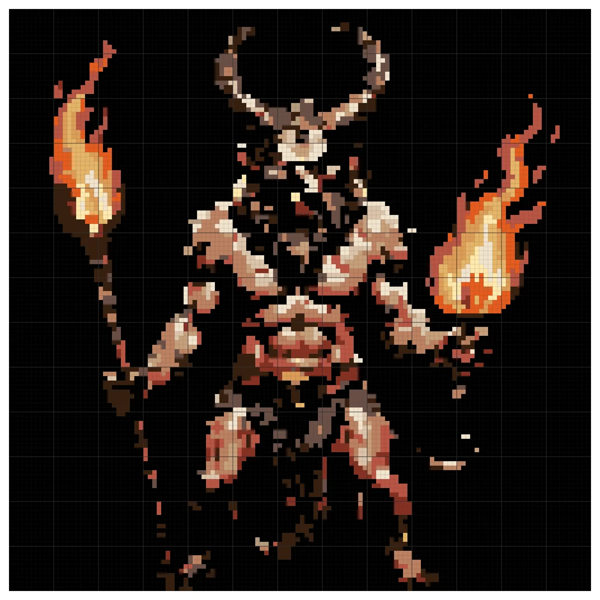 The full Krampus's Torch cross stitch chart, 130 by 130 stitches
