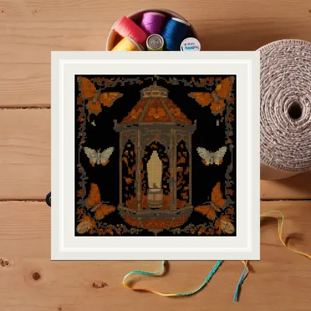 Lantern And Moths cross stitch pattern