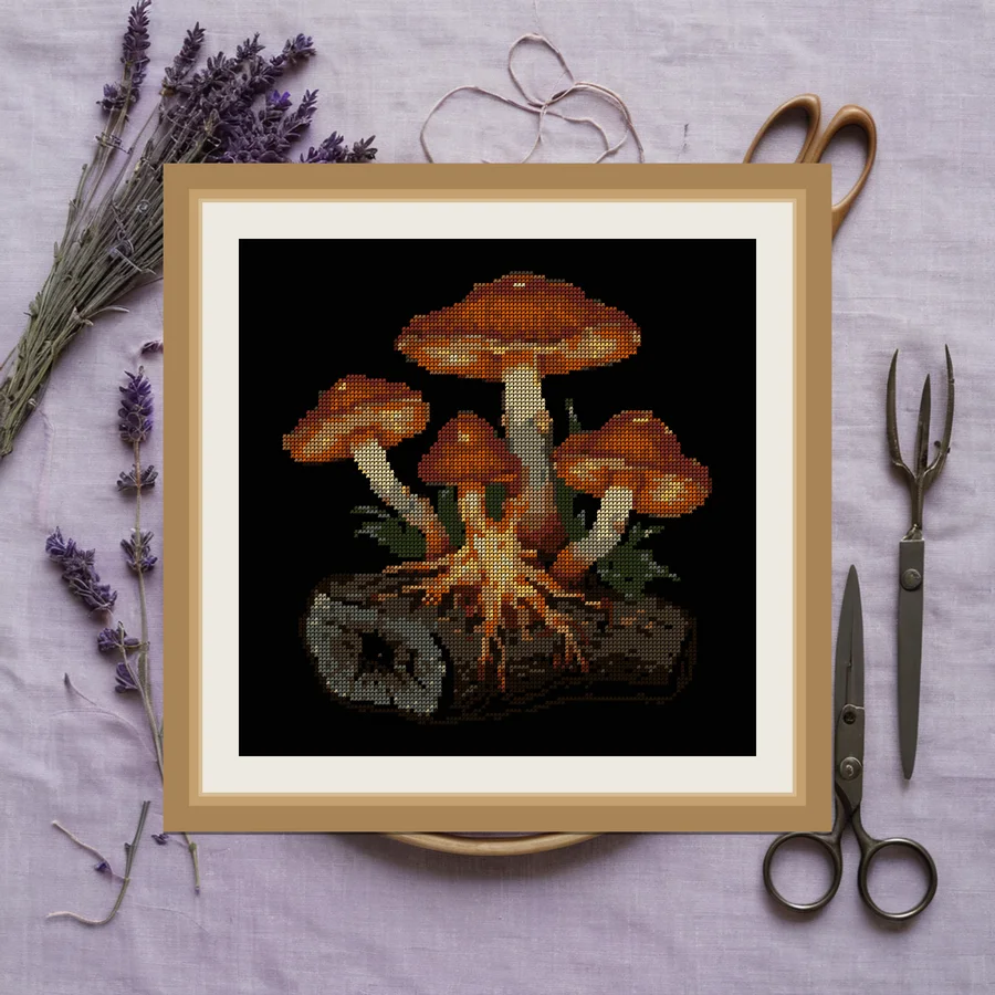 Lantern Fungus cross stitch pattern