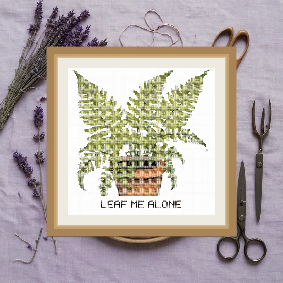 Leaf Me Alone cross stitch pattern