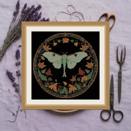 Luna Moth Mandala cross stitch pattern