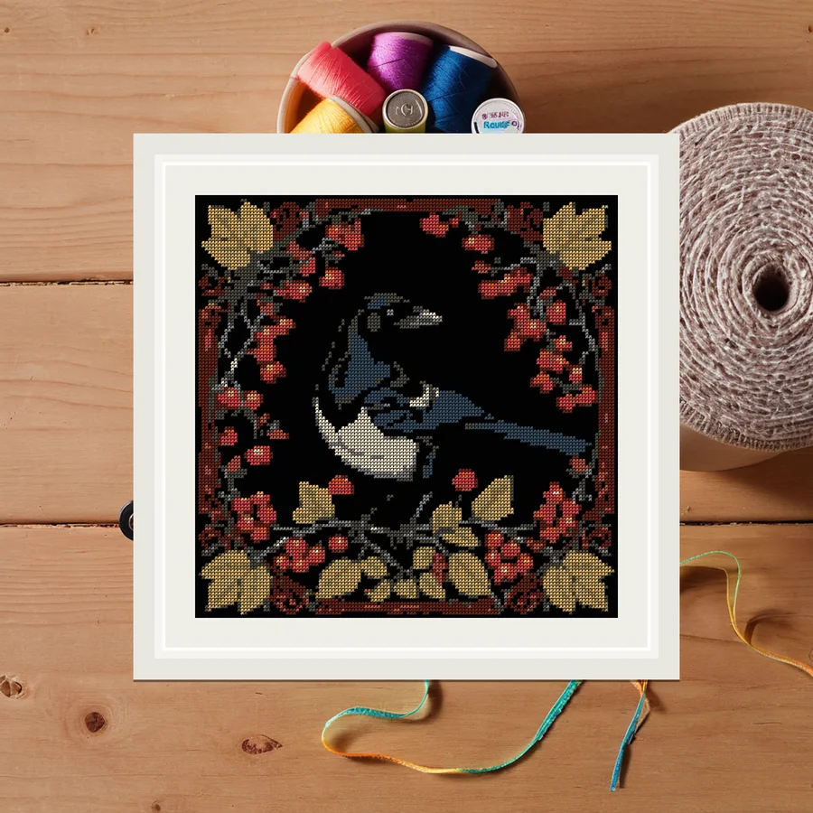 Magpie And Hawthorn cross stitch pattern