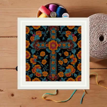 Marigold Cross cross stitch pattern