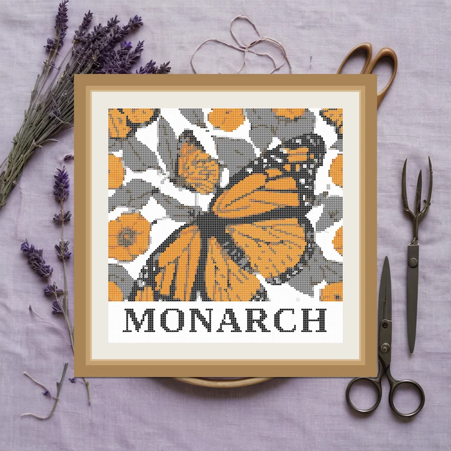 Monarch cross stitch pattern