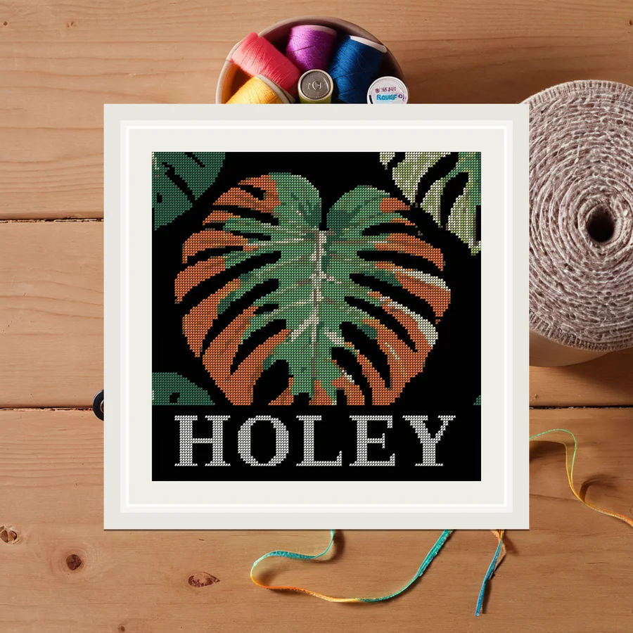Holey cross stitch pattern