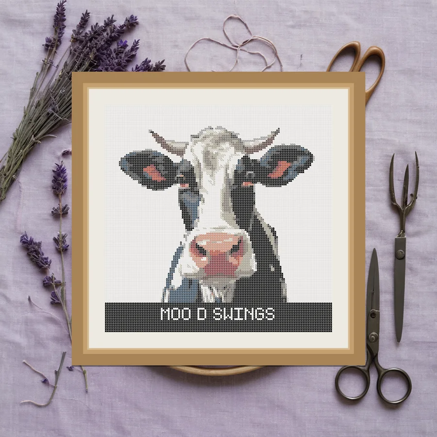 Moo-d Swings cross stitch pattern