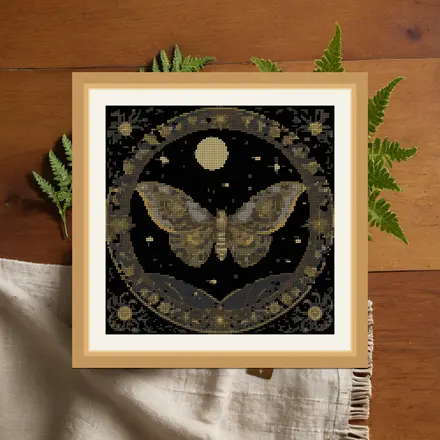 Moon And Moth Pair cross stitch pattern