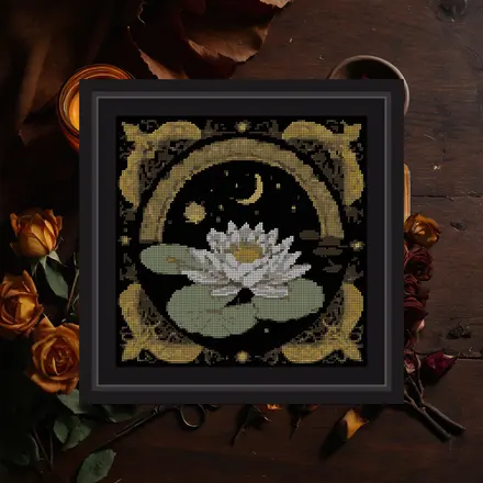 Moon And Water Lily cross stitch pattern