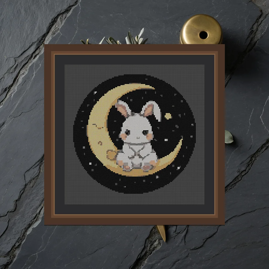 Moon Bunny cross stitch pattern