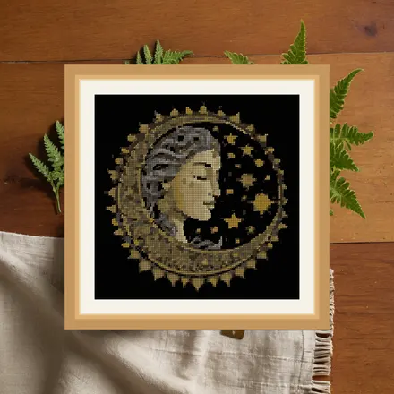 Moon Face Plate cross stitch pattern