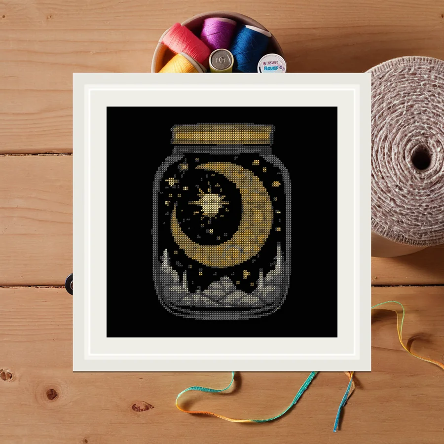 Moon Jar cross stitch pattern