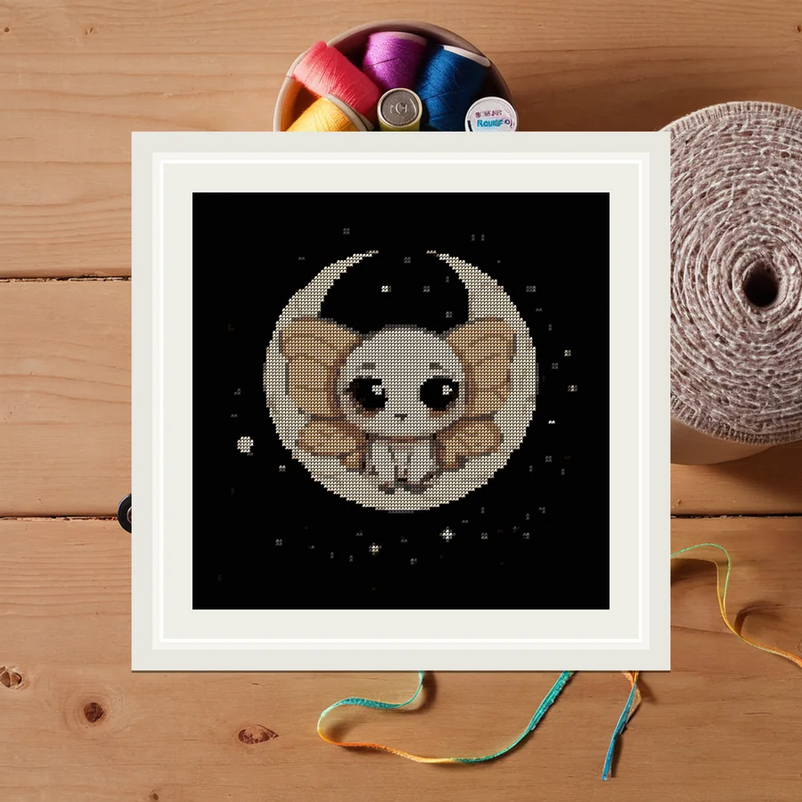 Moon Moth Cute cross stitch pattern