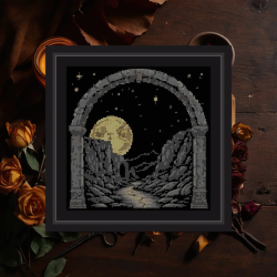 Moon Over Ruins cross stitch pattern