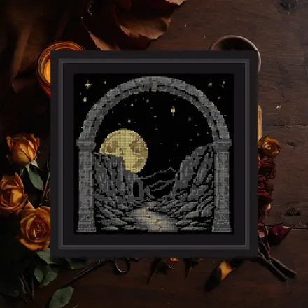 Moon Over Ruins cross stitch pattern