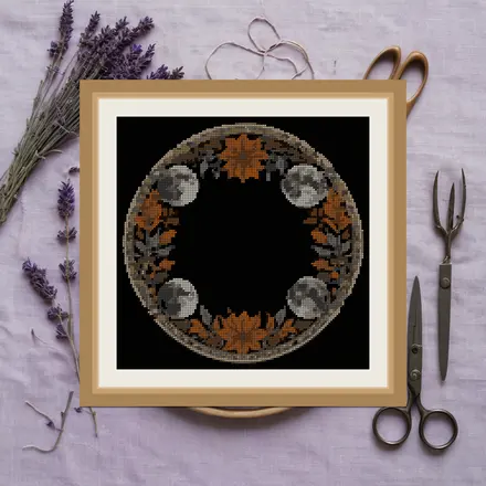 Moon Phases And Herbs cross stitch pattern