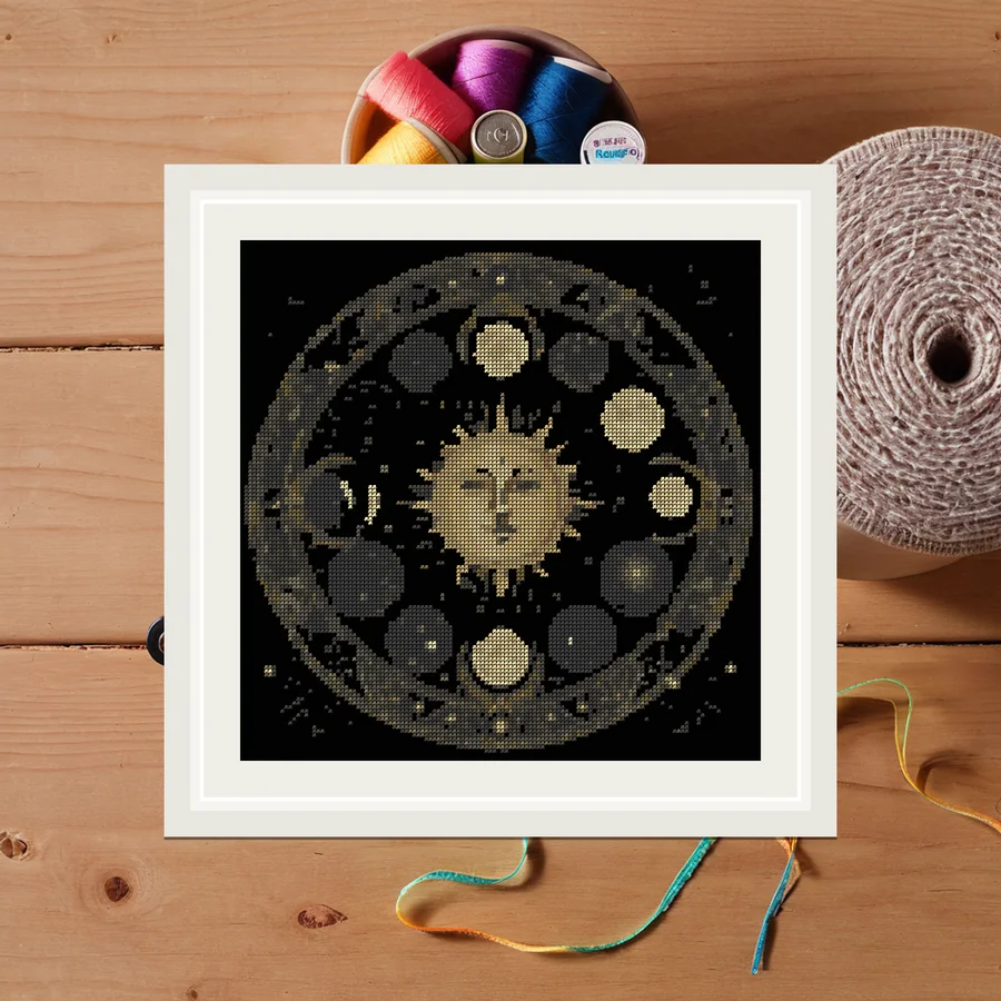 Moon Phases Arc cross stitch pattern