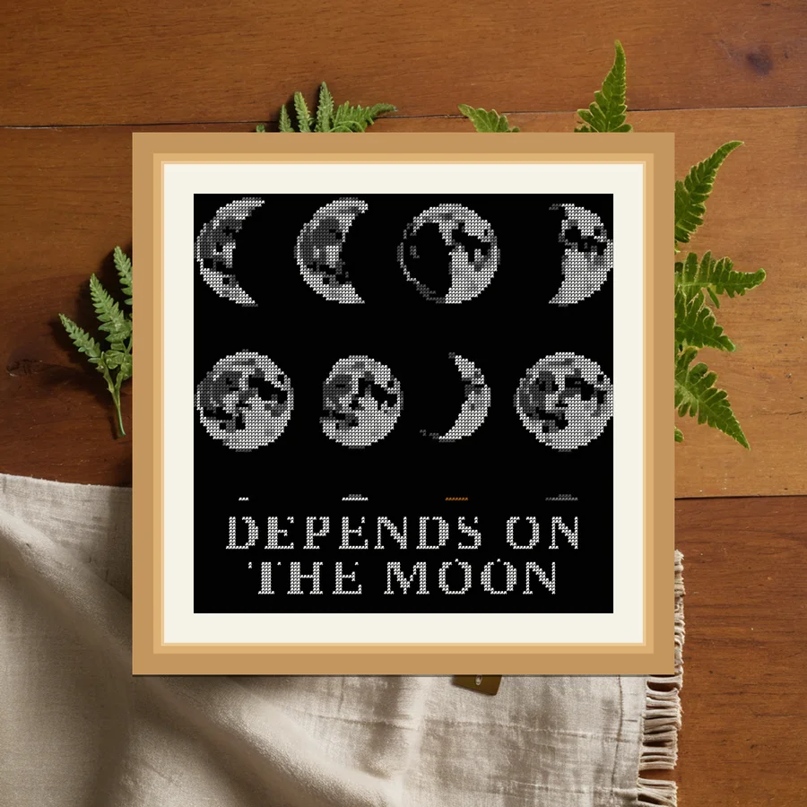 Depends On The Moon cross stitch pattern
