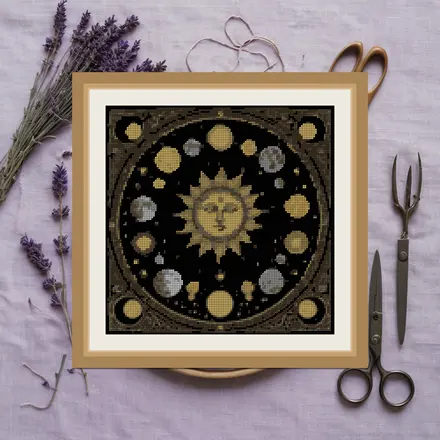 Moon Phases Vertical cross stitch pattern