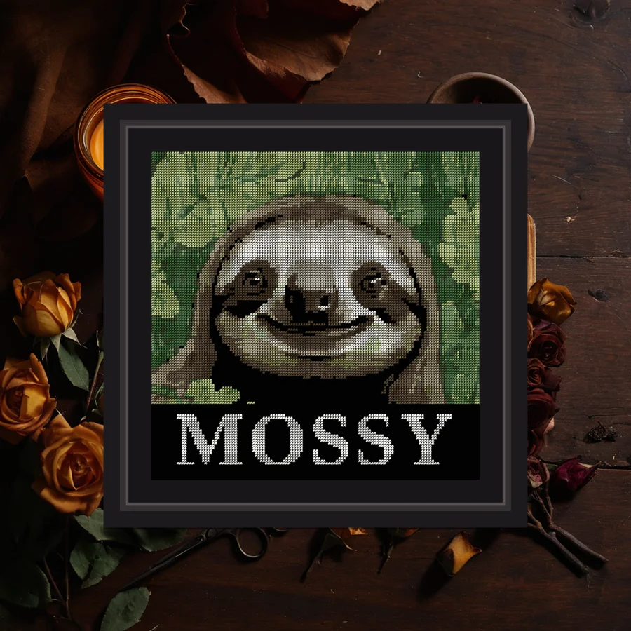 Mossy cross stitch pattern