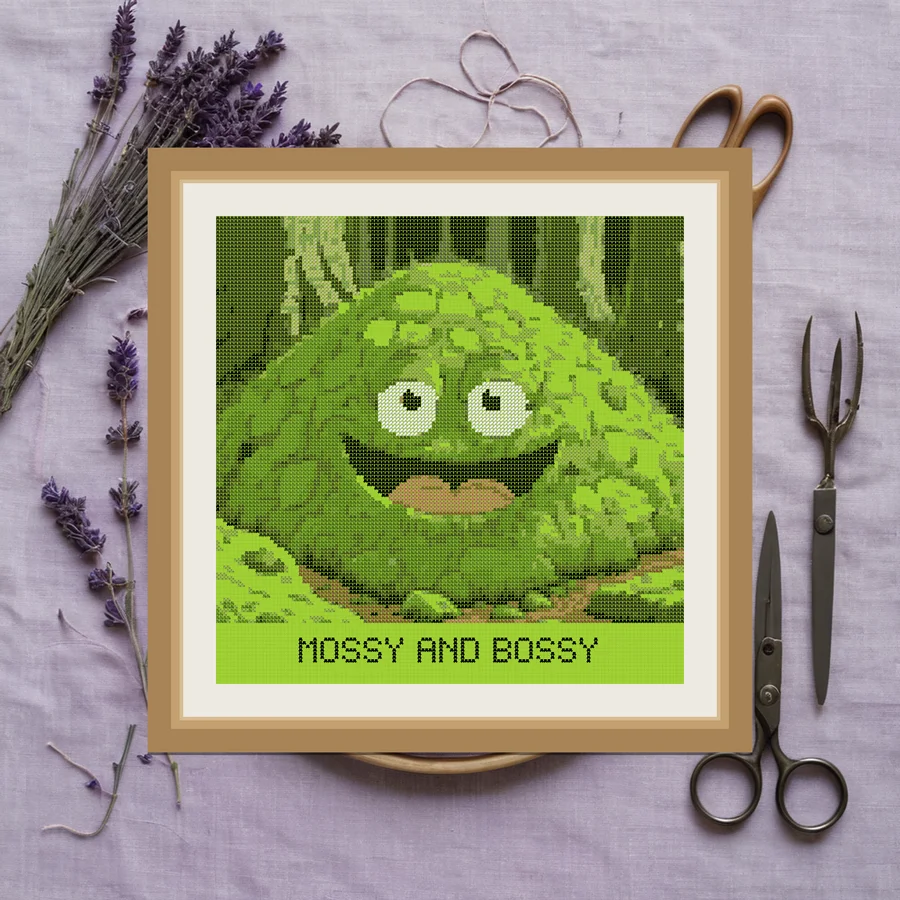 Mossy And Bossy cross stitch pattern