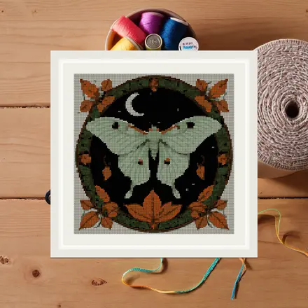 Moth And Crescent cross stitch pattern