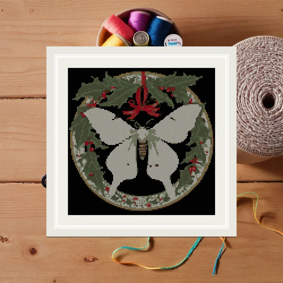 Moth And Holly cross stitch pattern